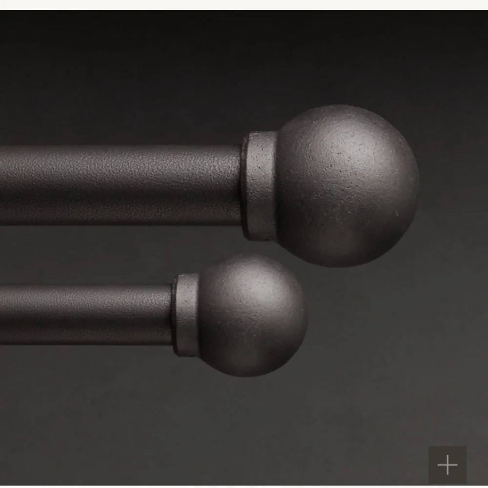 INDUSTRIAL HAND-FORGED BALL FINIALS SET 2 BLACKENED IRON restoration hardware